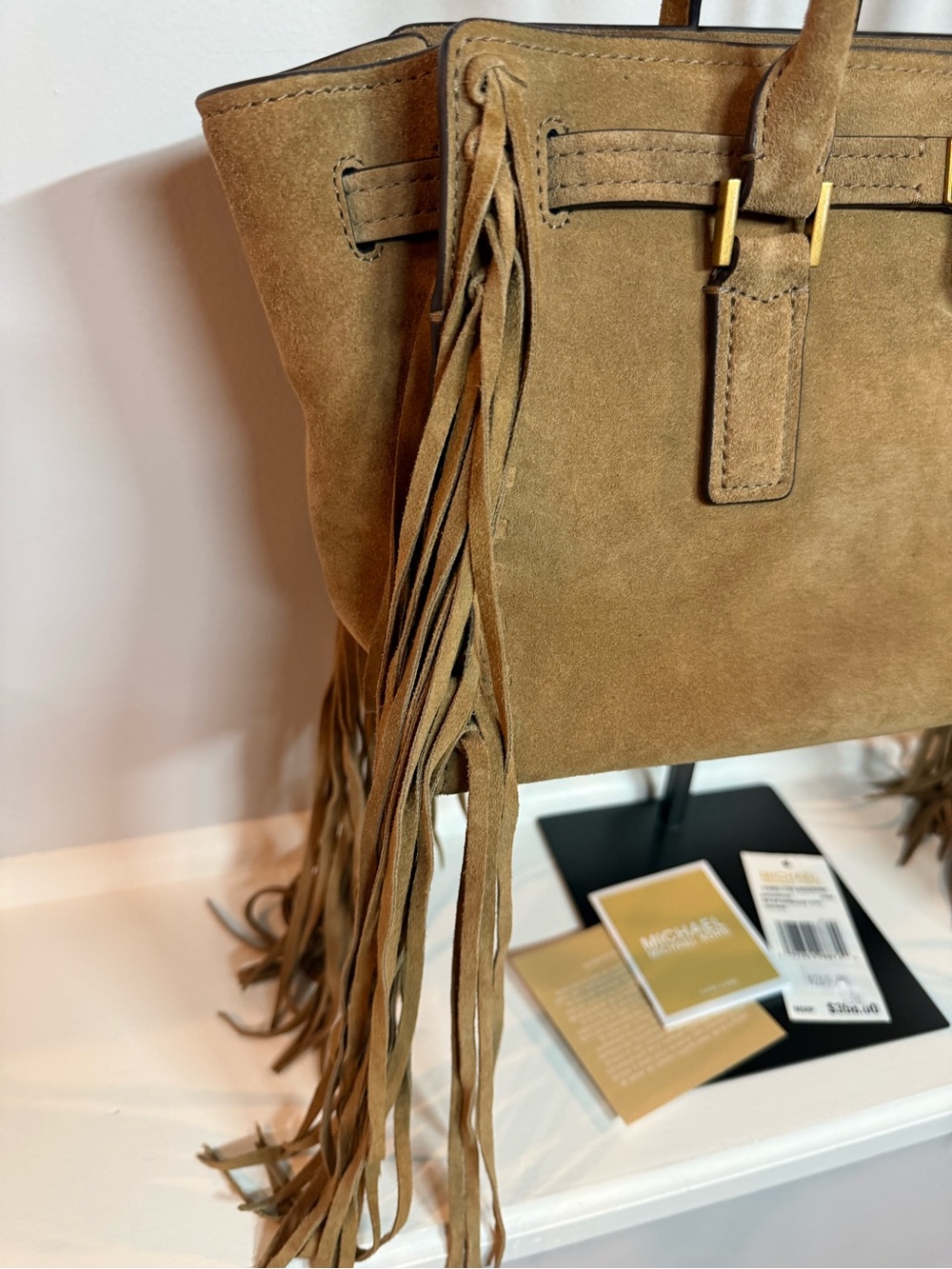 Hamilton Moderne Small Fringed Suede Satchel - Picture 2 of 14